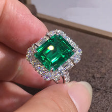 Carica l&#39;immagine nel visualizzatore di Gallery, Big Green Cubic Zirconia Women Rings for Wedding Engagement Finger Accessories