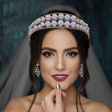 Cargar imagen en el visor de la galería, Luxury Rhinestone Pearls Bridal Headbands for Women Prom Party Dress Hair Jewelry Fashion Tiaras Crown Head Accessory