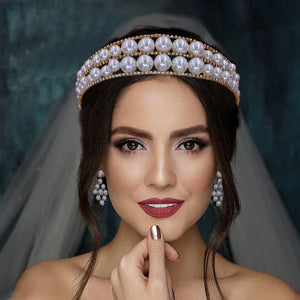 Luxury Rhinestone Pearls Bridal Headbands for Women Prom Party Dress Hair Jewelry Fashion Tiaras Crown Head Accessory