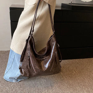 Retro Large Shoulder Bags  for Women Tote Bag Winter Fashion PU Leather Purse n312