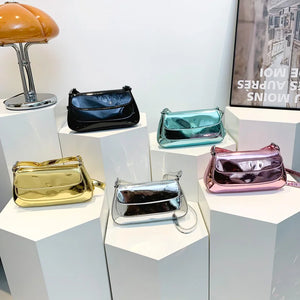 Small Glossy Pu Leather Flap Bags for Women 2024 New Fashion Crossbody Bag Shoulder Bag