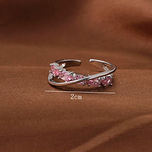 Load image into Gallery viewer, Pink Color Microinlaid Zircon Cross Ring Adjustable Advanced Open Index Finger Rings