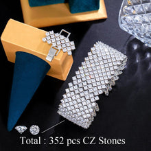 Laden Sie das Bild in den Galerie-Viewer, Round Cubic Zirconia Paved Chunky Wide Tennis Bracelets for Wedding Jewelry cw17 - www.eufashionbags.com