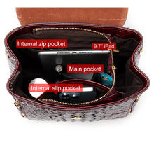 画像をギャラリービューアに読み込む, Real Leather Laptop Backpack Fashion Travel Bags Daypack for Women Crocodile Pattern School Backpack for Girls 7696