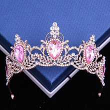 Charger l&#39;image dans la galerie, Pink Crystal Tiaras Royal Queen Bridal Crown Wedding Dress Hair Jewelry bc11 - www.eufashionbags.com