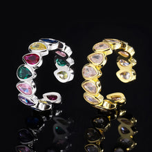 Cargar imagen en el visor de la galería, 925 Sterling Silver Water-drop Rings for Women Rainbow Colorful Cubic Zircon Inlay Fashion Jewelry x61