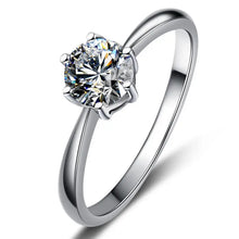 Laden Sie das Bild in den Galerie-Viewer, Silver Color Engagement Proposal Rings Women Six Claw Cubic Zirconia Wedding Ring x04