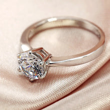 Cargar imagen en el visor de la galería, Silver Color Engagement Proposal Rings Women Six Claw Cubic Zirconia Wedding Ring x04