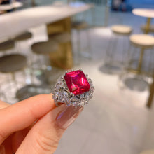 Laden Sie das Bild in den Galerie-Viewer, Charms Retro 10*12mm Paraiba Ruby Emerald Adjustable Opening Engagement Ring x10