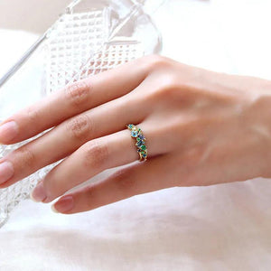 Blue/Green Modern Women Rings Cubic Zirconia Luxury Accessories Daily Wear Jewelry t10 - www.eufashionbags.com