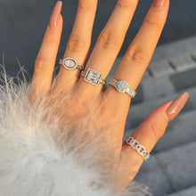画像をギャラリービューアに読み込む, 925 Sterling Silver Adjustable Ring 5A Cubic Zirconia Bridal Vintage Luxury Women Jewelry x05