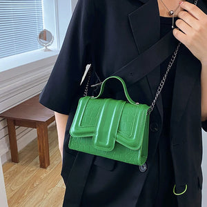 Fashion Alligator Pattern Shoulder Bag Small Square Bags for Women q379