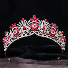Charger l&#39;image dans la galerie, Gold Color Red Crystal Tiaras And Crowns Rhinestone Bridal Diadem Crown Tiara For Women bc115 - www.eufashionbags.com