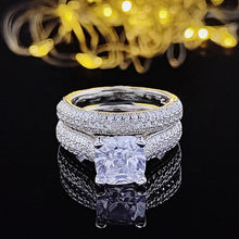 Laden Sie das Bild in den Galerie-Viewer, Luxury Cushion Wedding Ring Set for Women Valentine&#39;s Day gift n06