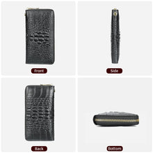 Laden Sie das Bild in den Galerie-Viewer, Genuine Leather Wallet for Women Croco Pattern Cluthes Wallet with Coin Pocket Zipper Long Women Wallets for Phone