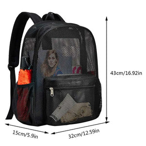 Black Mesh Backpack with Padded Shoulder Straps Beach Knapsack q53