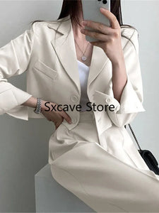 Blazer Suits Long Sleeve Fashion Coat Black High Waisted Pants Two Piece Sets Women Outifits