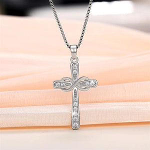 Twist Cross Design Women's Pendant Necklace Silver Color Box Chain Fancy Gift - www.eufashionbags.com