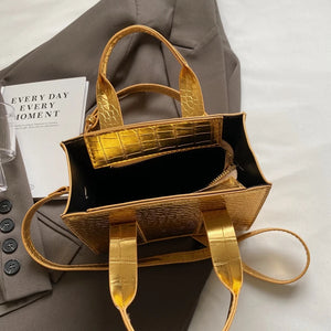 Mini Stone Pattern Cute PU Leather Shoulder Bag Handbags Designer Women 2024 Fashion Solid Color Gold Crossbody Bag