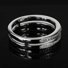 Carica l&#39;immagine nel visualizzatore di Gallery, Fashion Two-line Silver Color Ring for Women Full CZ Stylish Wedding Rings x22
