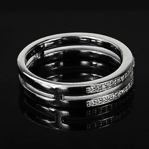 Fashion Two-line Silver Color Ring for Women Full CZ Stylish Wedding Rings x22