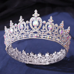Gorgeous Crystal Diadem Bridal Tiaras Royal Queen King Wedding Crown Headdress Bride AB Circle Party Hair Jewelry