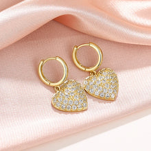 Cargar imagen en el visor de la galería, Full CZ Heart Drop Earrings for Women Luxury Trendy Bridal Wedding Earrings Exquisite Birthday Gift