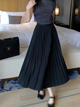 Cargar imagen en el visor de la galería, Basic Pleated Midi Long Skirt for Women New Solid All-match A Line High Waist Mid-length Skirt