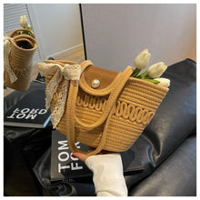 Laden Sie das Bild in den Galerie-Viewer, Cotton Rope Woven Bag Handbag Girls Handmade Desktop Storage Basket Cosmetic Organizert Box Picnic Basket