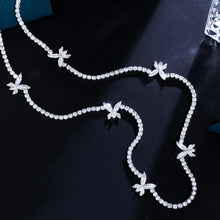 Charger l&#39;image dans la galerie, 82cm Long Cubic Zirconia Paved Necklace Tennis Chain Butterfly Sweater Jewelry for Women