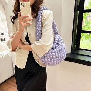 Casual Fabric Quilted Shoulder Bag for Women Trendy Handbags Fashion Padded Bags
