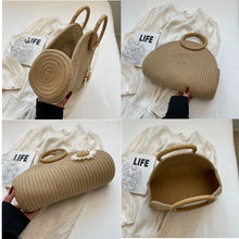 Cargar imagen en el visor de la galería, Cotton thread Woven Handbag Women Holiday Beach Casual Tote Top-Handle Bags a180