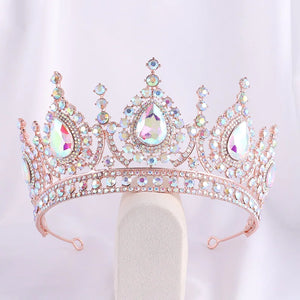 Baroque Luxury Queen's Dangle Earrings Crown Sets Rhinestone Crystal Bridal Tiaras Birthday Party Headwear Gifts