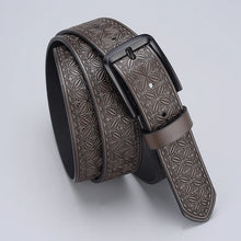 Carica l&#39;immagine nel visualizzatore di Gallery, Men Classic Pu Leather Emboss Belts Black Pin Buckle Designer Men Waist Belt for Jeans