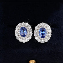 Load image into Gallery viewer, Blue Cubic Zirconia Women&#39;s Stud Earrings Wedding Anniversary Party Accessories Jewelry