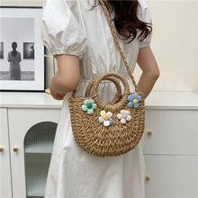 Charger l&#39;image dans la galerie, Handmade Straw Bag for Women Large Tote Bag Rattan Basket Woven Shoulder Crossbody Bag  a149
