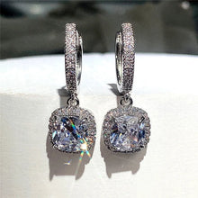 Laden Sie das Bild in den Galerie-Viewer, Trendy Silver Color Drop Earrings for Women Sparkling Cubic Zirconia Earrings x60