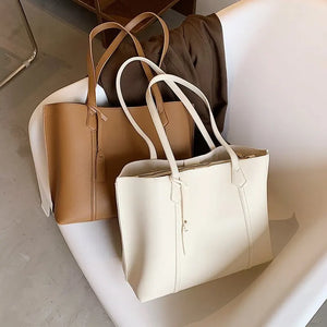 Vintage Large PU Leather Tote Handbag Women Designer Shoulder Bag Shopping Purse z81