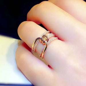 Gold Color Cross Design Rings for Women Paved Sparking Cubic Zirconia Wedding Bands