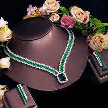 Load image into Gallery viewer, Green Cubic Zirconia Women Evening Dancing Party Costume Jewelry Sets cw60 - www.eufashionbags.com