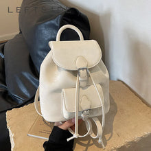 Laden Sie das Bild in den Galerie-Viewer, Small Design Women 2024 Y2K Fashion Solid Color Backpack School Bag Pu Leather Travel Silver Back Pack