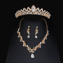 Cargar imagen en el visor de la galería, Luxury Crystal Bridal Jewelry Sets Women Tiara/Crown Earrings Choker Necklace Set dc30 - www.eufashionbags.com