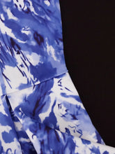 Load image into Gallery viewer, AOMEI Women Dress Blue Peplum Midi Tie Dye Short Puff Sleeve Elegant Office Elegant Plus Size 4XL Evening Cocktail Event Gowns