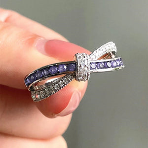 Special-interested Purple CZ Knot Rings for Women Wedding Accessories