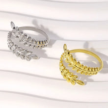 Load image into Gallery viewer, Fancy Leafs Design Opening Rings Silver Color/Gold Color Statement Women Accessories