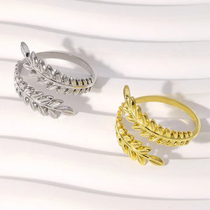 Fancy Leafs Design Opening Rings Silver Color/Gold Color Statement Women Accessories