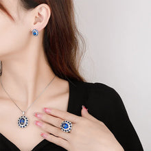 画像をギャラリービューアに読み込む, Macrame High Carbon Diamond Stone Pendant Necklace Earrings Adjustable Ring Jewelry Set x08