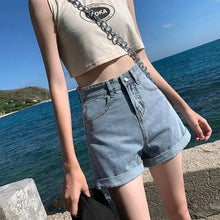 Load image into Gallery viewer, Shorts Women Black Gray Denim Shorts For Women Summer High Waist  Loose Ropa Mujer
