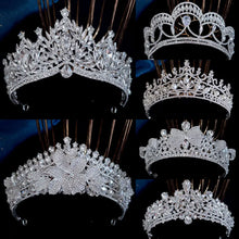 Cargar imagen en el visor de la galería, Luxury Silver Color Crystal Bridal Tiaras Crown Rhinestone Pageant Diadema Collares Headpieces Wedding Hair Accessories