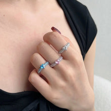 画像をギャラリービューアに読み込む, 925 Sterling Silver Engagement Rings for Women Fashion Rainbow Pink Heart Shaped Love Cubic Zircon Jewelry Gift